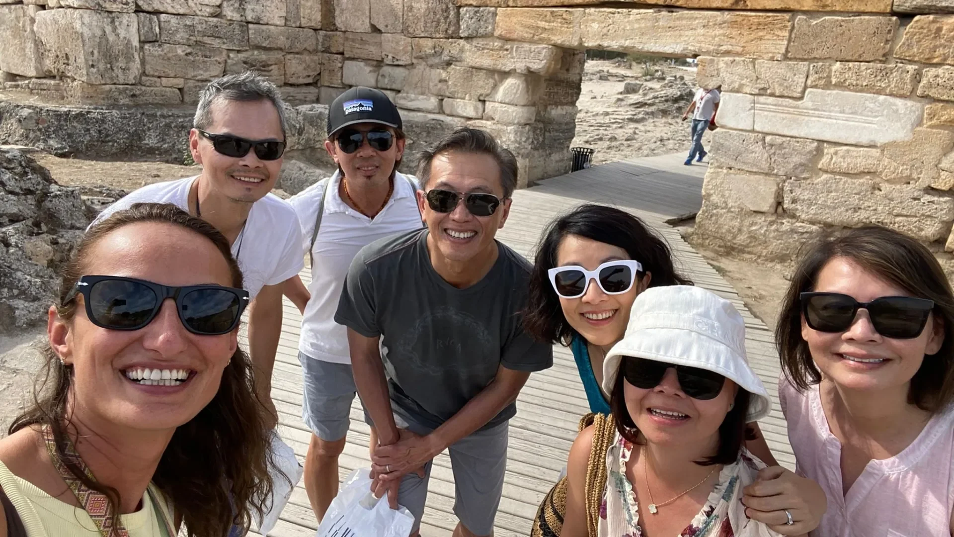 FRIEND GROUP FROM CRUISE IN KUSDASI PORT VISITING HIERAPOLIS ANCIENT CITY